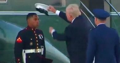 AMAZING MOMENT: Trump Retrieves Marine’s Hat After Wind Blows It Away
