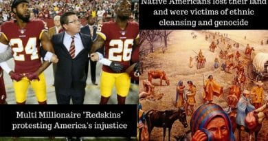The irony missed by all: Millionaire football players dressed as “Redskins” protesting America’s injustice on land where Native American’s once raised their families