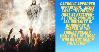 Catholic Approved Apparition:  Jesus Says: “My Mother must be received- At these moments all humanity is hanging by a thread. If the thread breaks, many will be those who do not reach salvation.”
