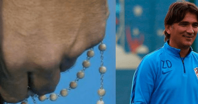 Always at top in Heaven but Today Our Lady and the Rosary Rise To the Top of the Sports World …Croatia’s World Cup soccer coach carries rosary at all times even in difficult times.