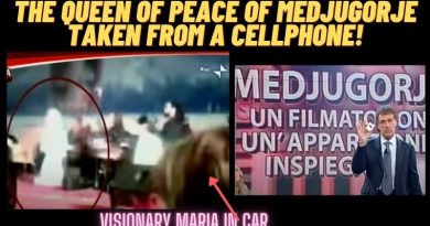Virgin Mary of Medjugorje taken from a cellphone appears next to the visionary Marija, on live TV